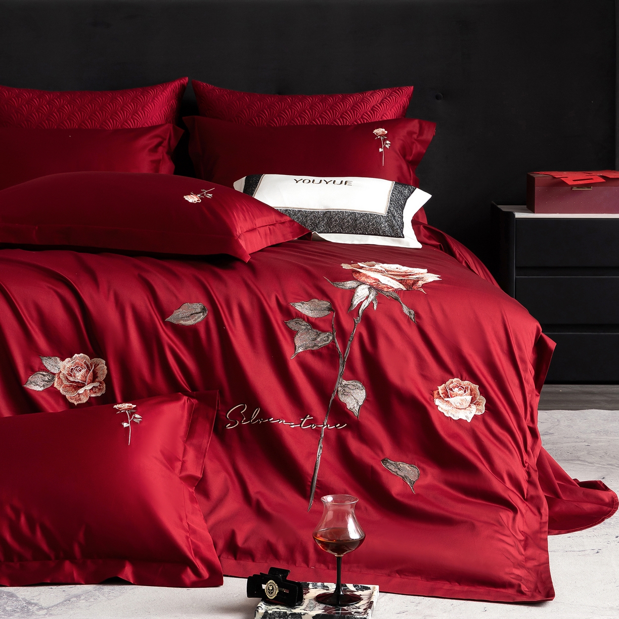 91家纺网 家纺一手货源 找家纺 （总）优悦 2023新款水洗真丝轻奢印花款四件套