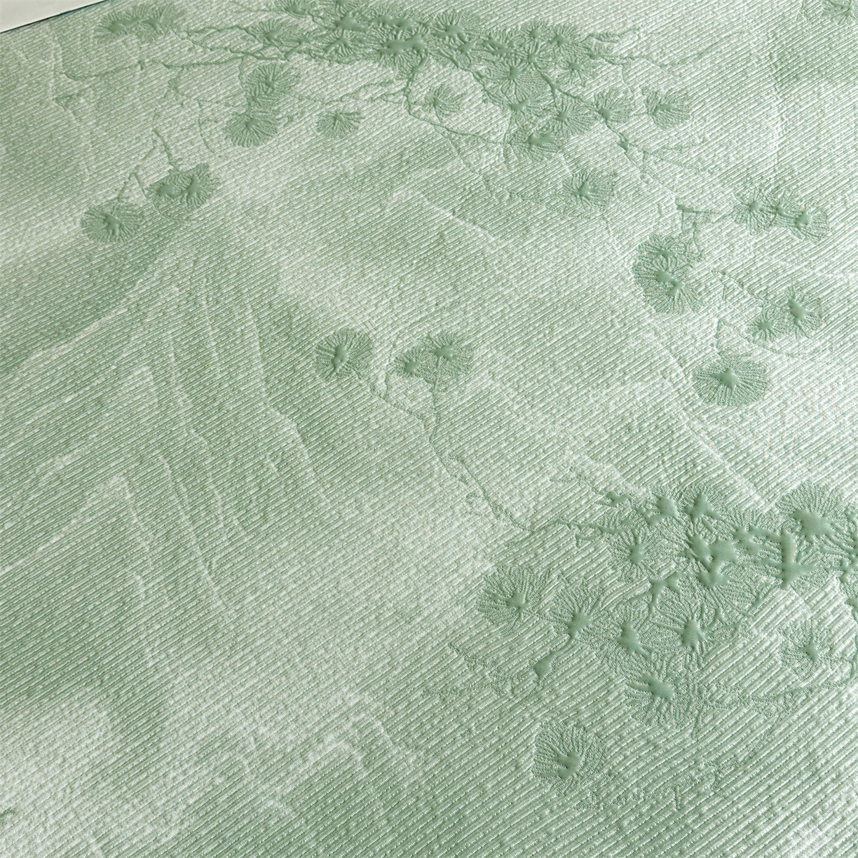 91家纺网 家纺一手货源 找家纺 慕木家纺 2026新款高端PE乙纶双面提花560克冰豆豆凉席迎客松系列（提供买家秀） 迎客松-绿床笠款