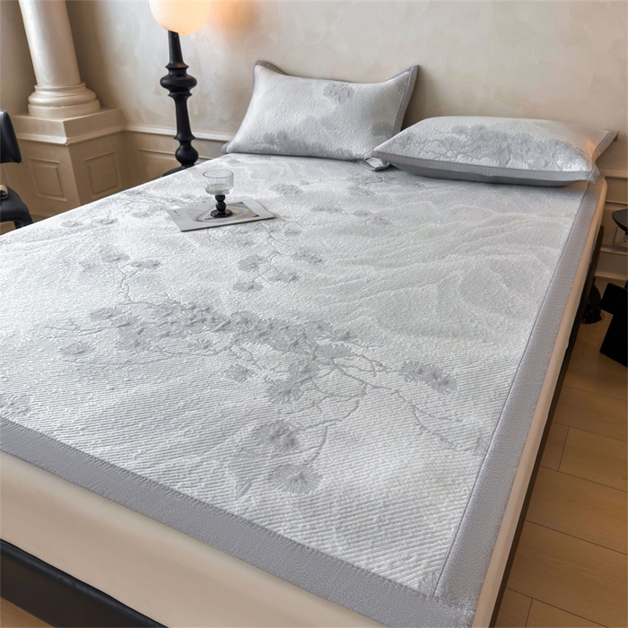 91家纺网 家纺一手货源 找家纺 （总）慕木家纺 2026新款高端PE乙纶双面提花560克冰豆豆凉席迎客松系列（提供买家秀）