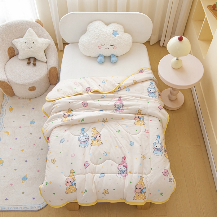 91家纺网 家纺一手货源 找家纺 鱼宝 2026新款儿童夏被凉席三件套 星星梦