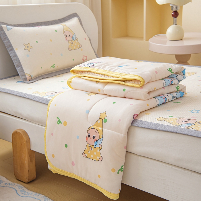 91家纺网 家纺一手货源 找家纺 鱼宝 2026新款儿童夏被凉席三件套 星星梦