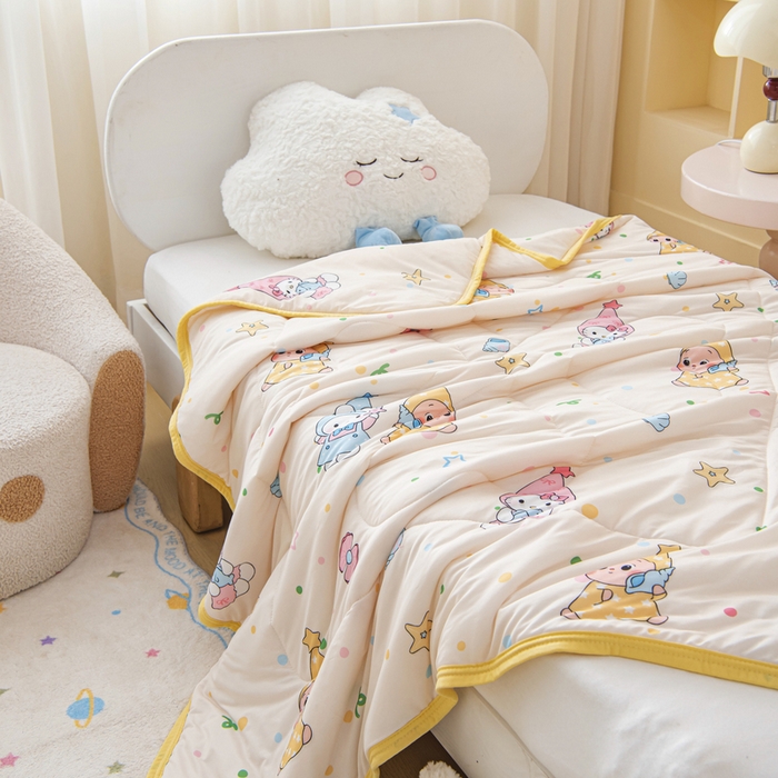 91家纺网 家纺一手货源 找家纺 鱼宝 2026新款儿童夏被凉席三件套 星星梦