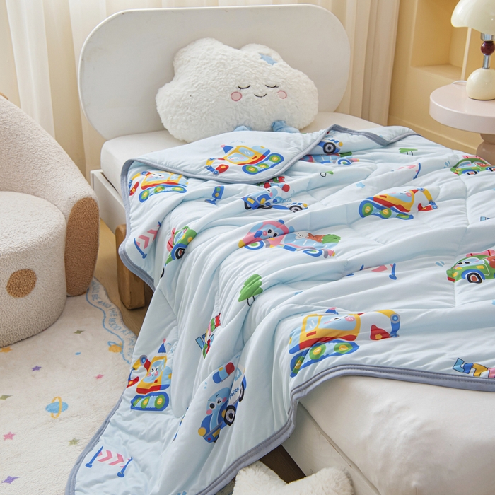 91家纺网 家纺一手货源 找家纺 鱼宝 2026新款儿童夏被凉席三件套 超级警车