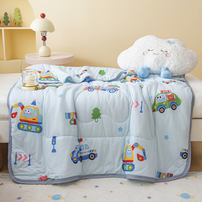 91家纺网 家纺一手货源 找家纺 鱼宝 2026新款儿童夏被凉席三件套 超级警车