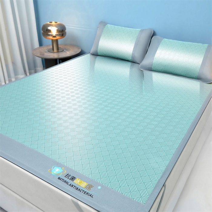 91家纺网 家纺一手货源 找家纺 航途席业 2026新款抗菌三明治冰凉席床席床笠-思绪 思绪 薄荷绿床席款