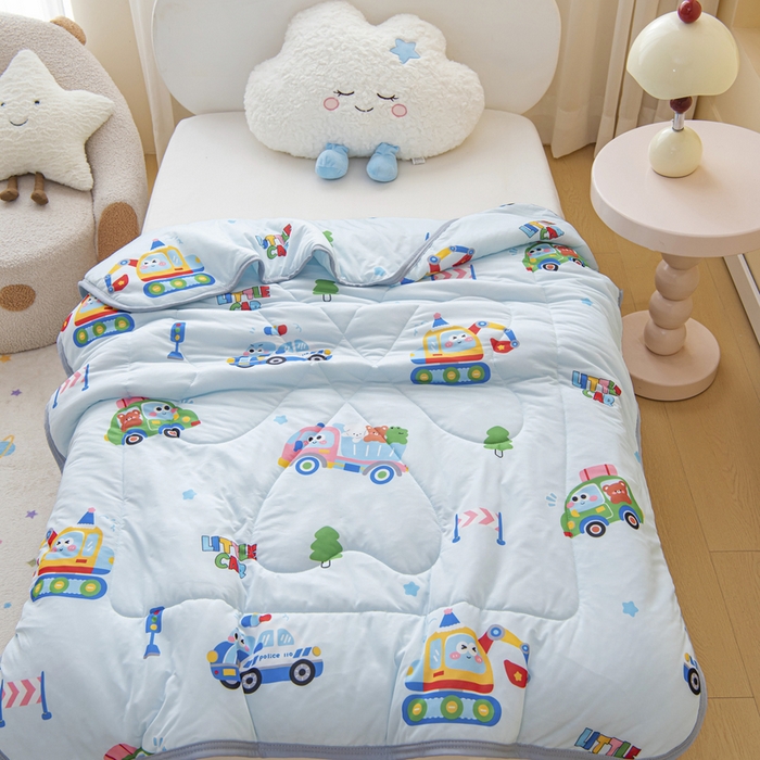 91家纺网 家纺一手货源 找家纺 鱼宝 2026新款儿童夏被凉席三件套 超级警车