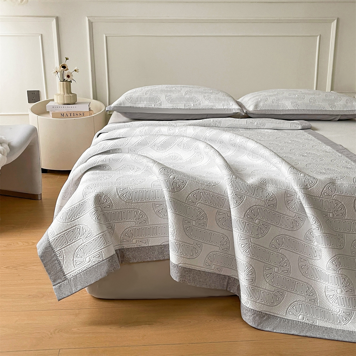 91家纺网 家纺一手货源 找家纺 慕木家纺 2026新款高端三明治硅胶复合PE100%乙纶提花冰豆豆凉席空调席韩版INS系列（提供买家秀） 韩INS-云间环床席款