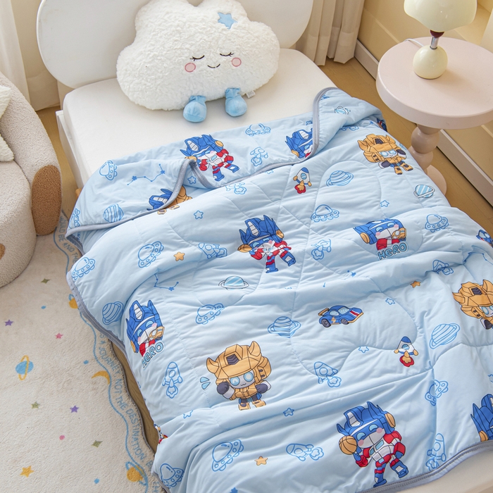 91家纺网 家纺一手货源 找家纺 鱼宝 2026新款儿童夏被凉席三件套 机器人