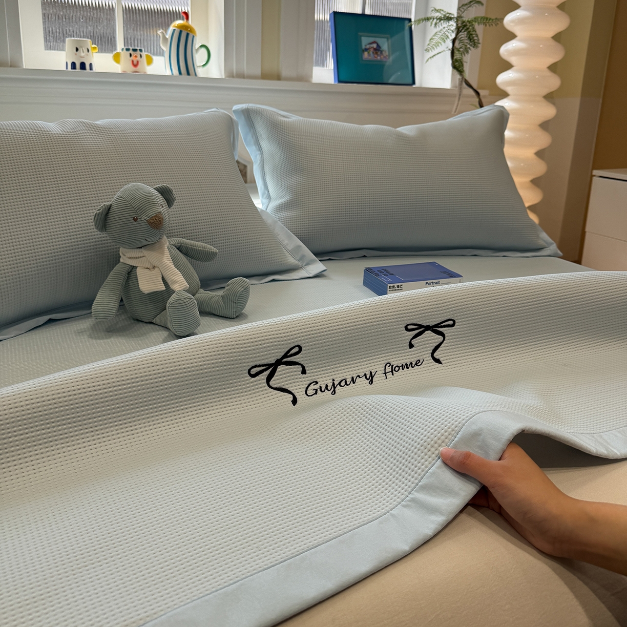 91家纺网 家纺一手货源 找家纺 （总）GUJARY古家丽 2026新款A类刺绣凉豆豆凉席miumiu风绣蝴蝶结