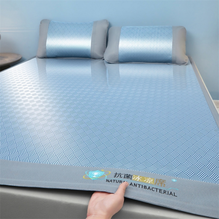 航途席业 2026新款抗菌三明治冰凉席床席床笠-思绪 思绪 静谧蓝床席款