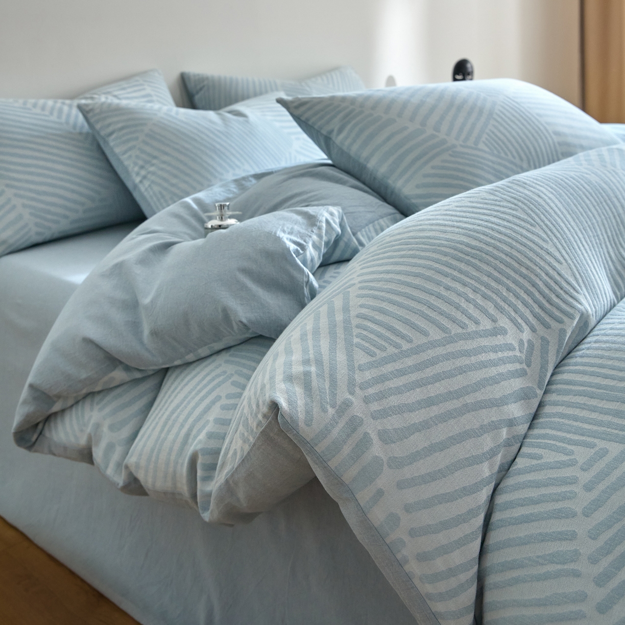 91家纺网 家纺一手货源 找家纺 （总）如一 2026新款A类色织提花全棉双层纱水洗棉四件套