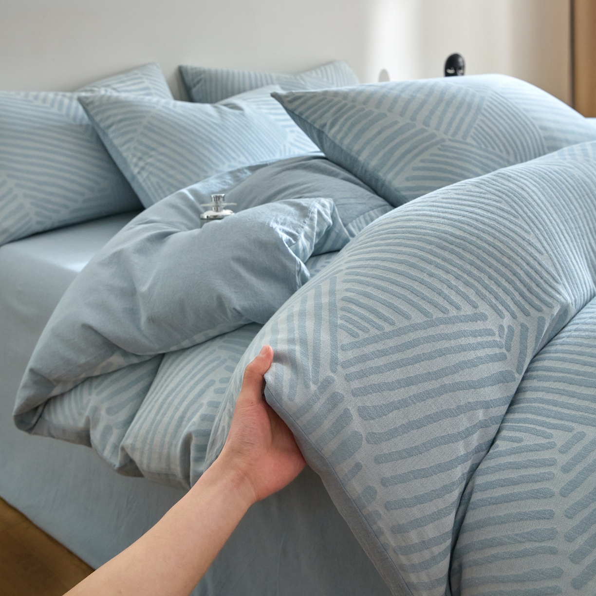 91家纺网 家纺一手货源 找家纺 （总）如一 2026新款A类色织提花全棉双层纱水洗棉四件套