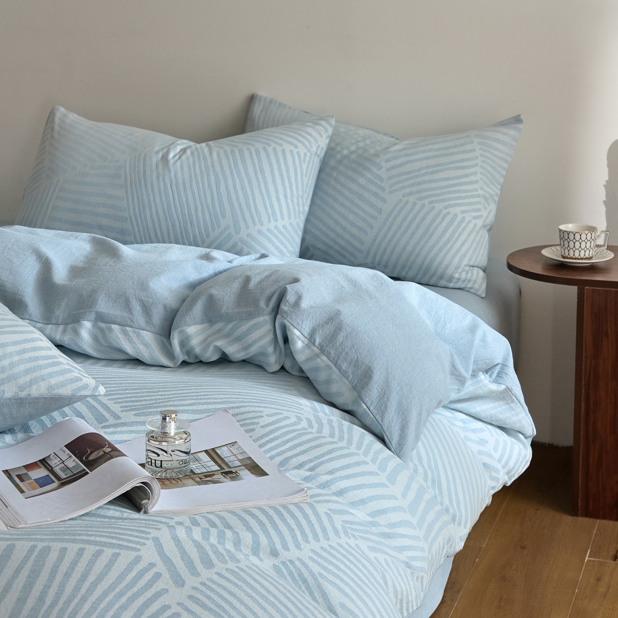 91家纺网 家纺一手货源 找家纺 （总）如一 2026新款A类色织提花全棉双层纱水洗棉四件套