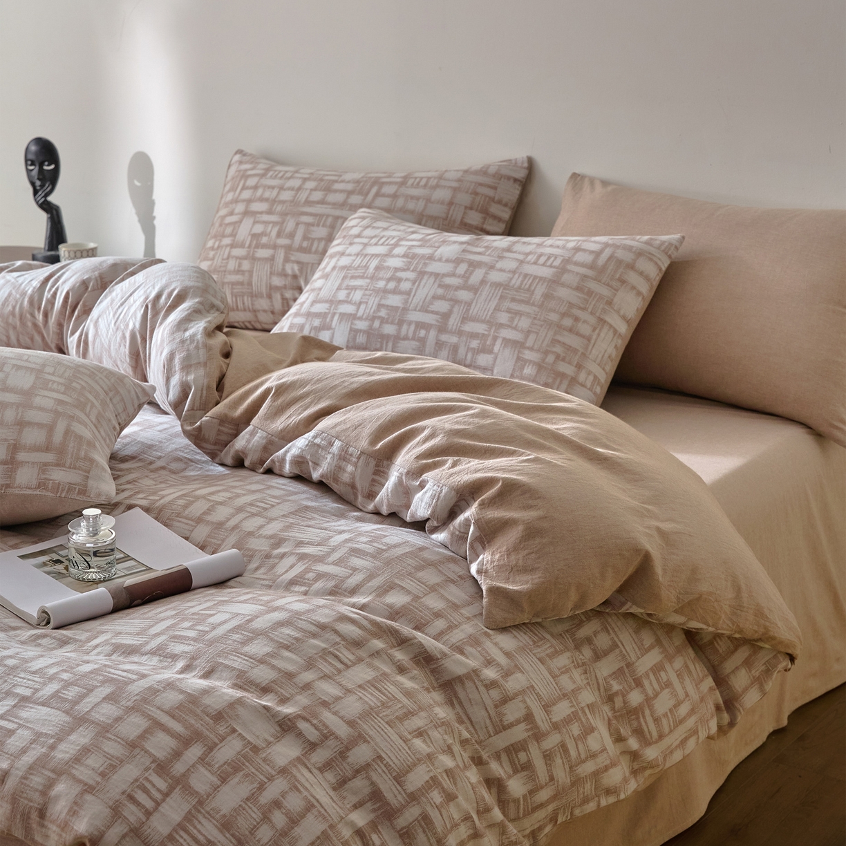 91家纺网 家纺一手货源 找家纺 （总）如一 2026新款A类色织提花全棉双层纱水洗棉四件套