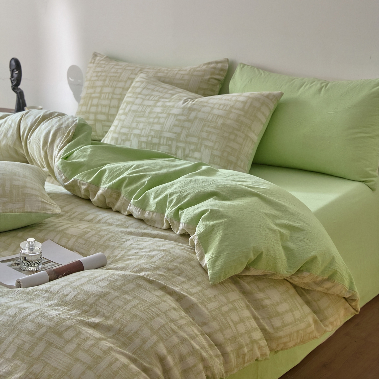 91家纺网 家纺一手货源 找家纺 （总）如一 2026新款A类色织提花全棉双层纱水洗棉四件套