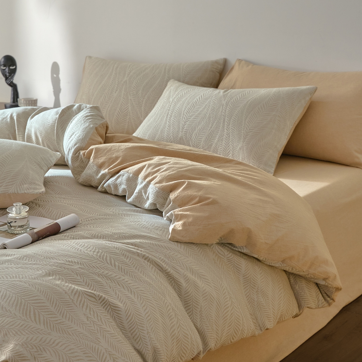 91家纺网 家纺一手货源 找家纺 （总）如一 2026新款A类色织提花全棉双层纱水洗棉四件套