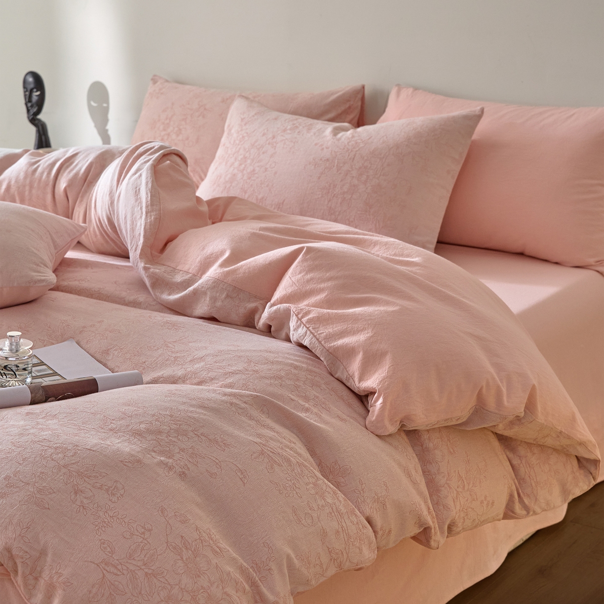 91家纺网 家纺一手货源 找家纺 （总）如一 2026新款A类色织提花全棉双层纱水洗棉四件套