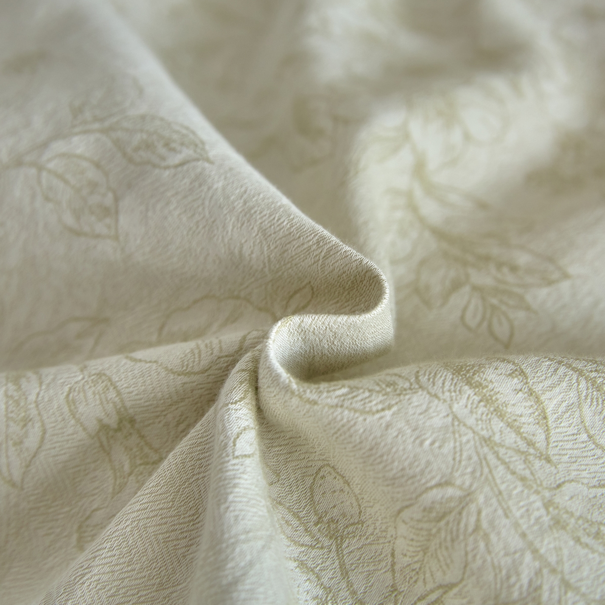 91家纺网 家纺一手货源 找家纺 如一 2026新款A类色织提花全棉双层纱水洗棉四件套 花忆绿