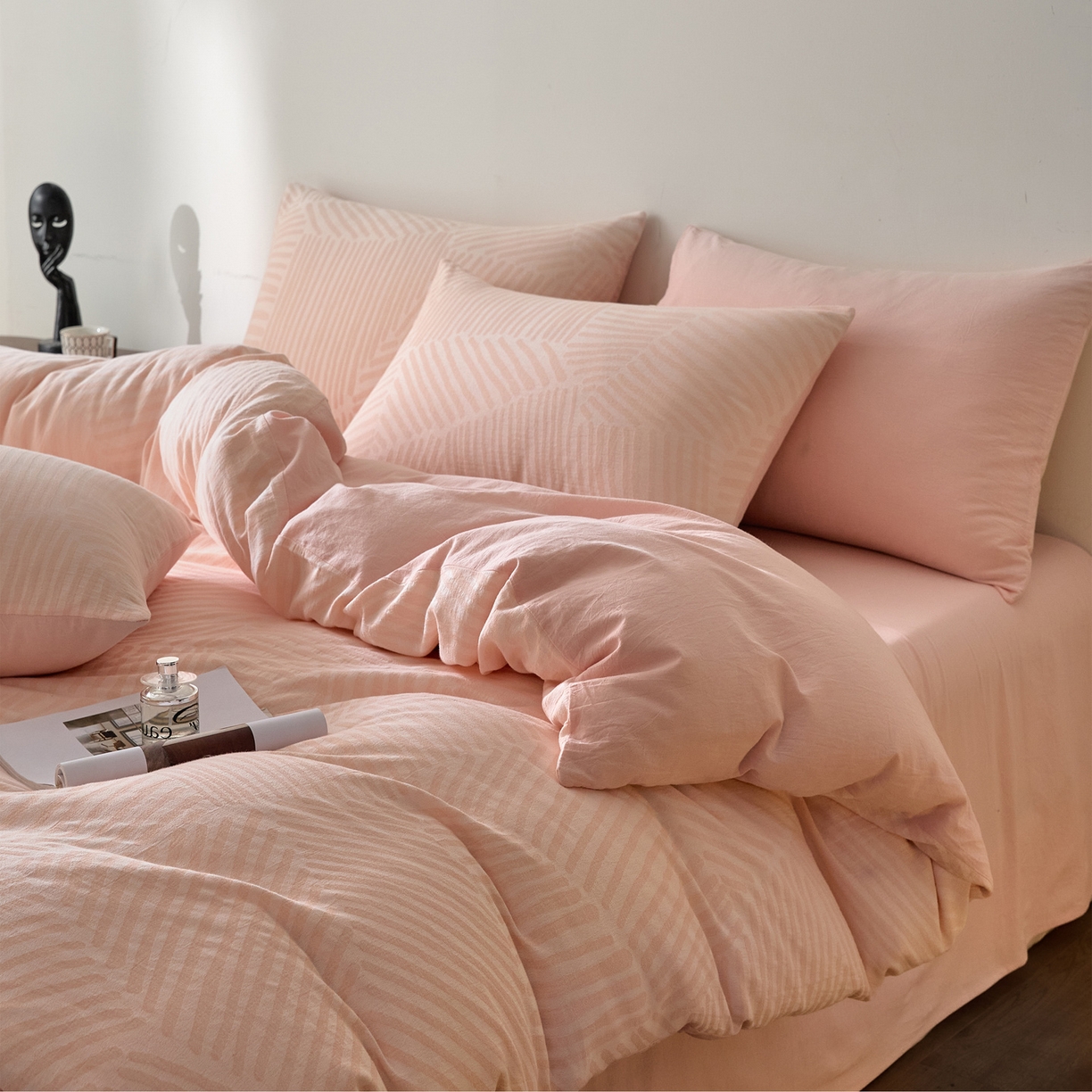 91家纺网 家纺一手货源 找家纺 （总）如一 2026新款A类色织提花全棉双层纱水洗棉四件套