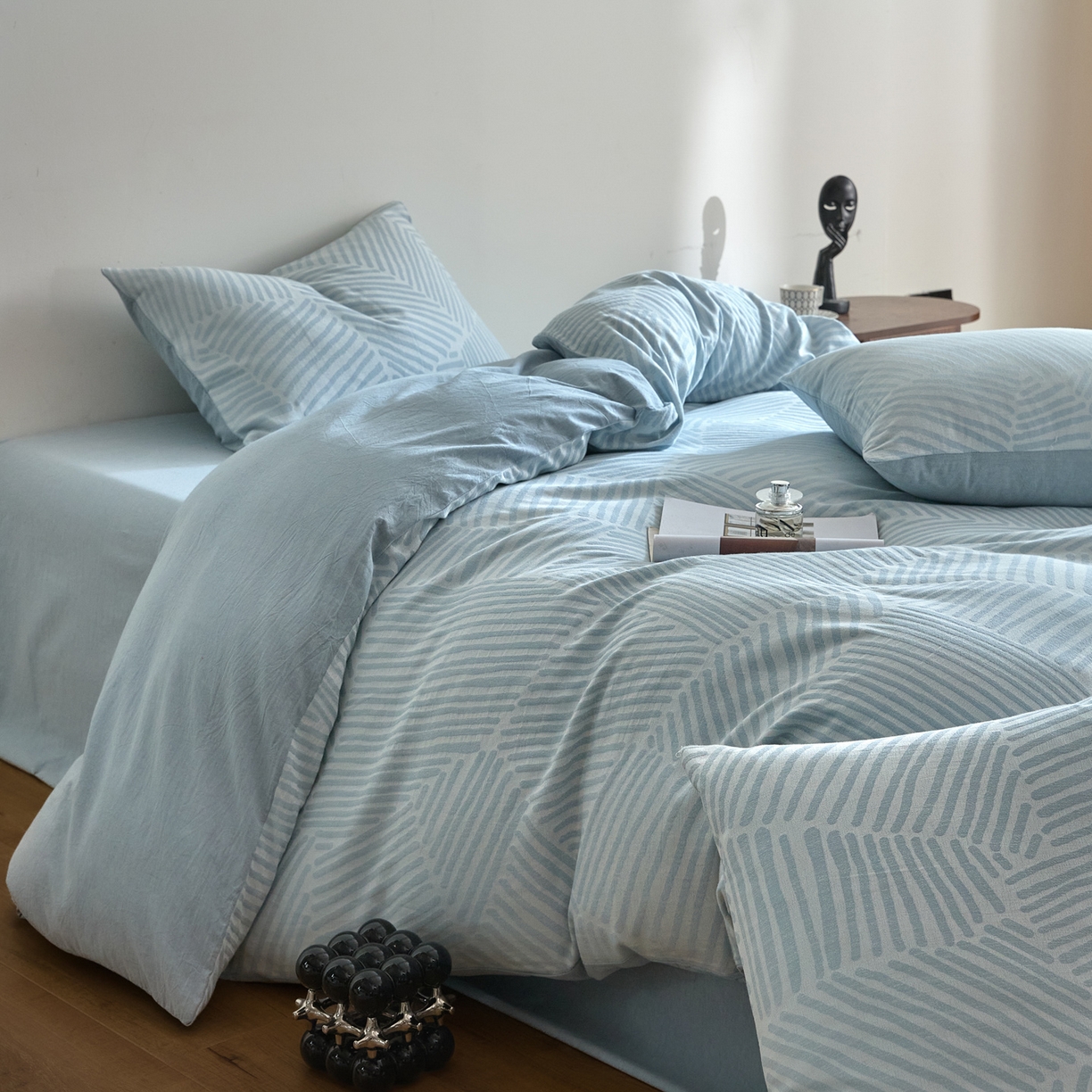 91家纺网 家纺一手货源 找家纺 （总）如一 2026新款A类色织提花全棉双层纱水洗棉四件套