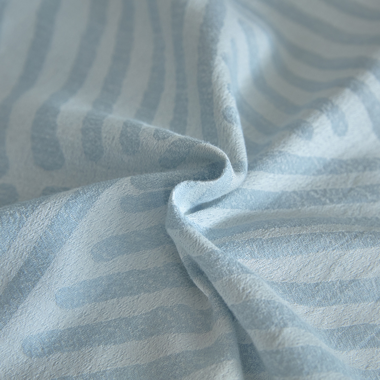 91家纺网 家纺一手货源 找家纺 如一 2026新款A类色织提花全棉双层纱水洗棉四件套 序章蓝