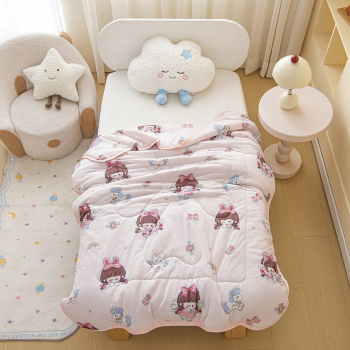 91家纺网 家纺一手货源 找家纺 鱼宝 2026新款儿童夏被凉席三件套 魔法公主