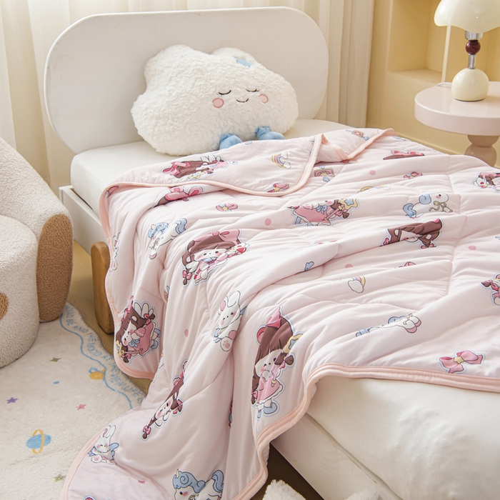 91家纺网 家纺一手货源 找家纺 鱼宝 2026新款儿童夏被凉席三件套 魔法公主