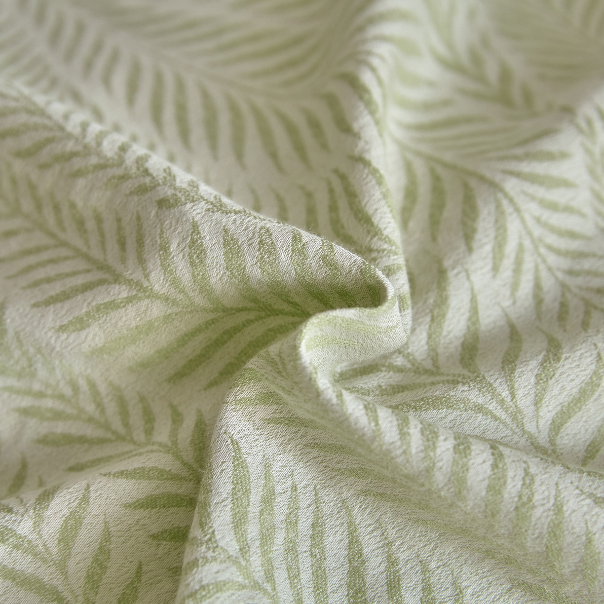 91家纺网 家纺一手货源 找家纺 如一 2026新款A类色织提花全棉双层纱水洗棉四件套 叶笙绿