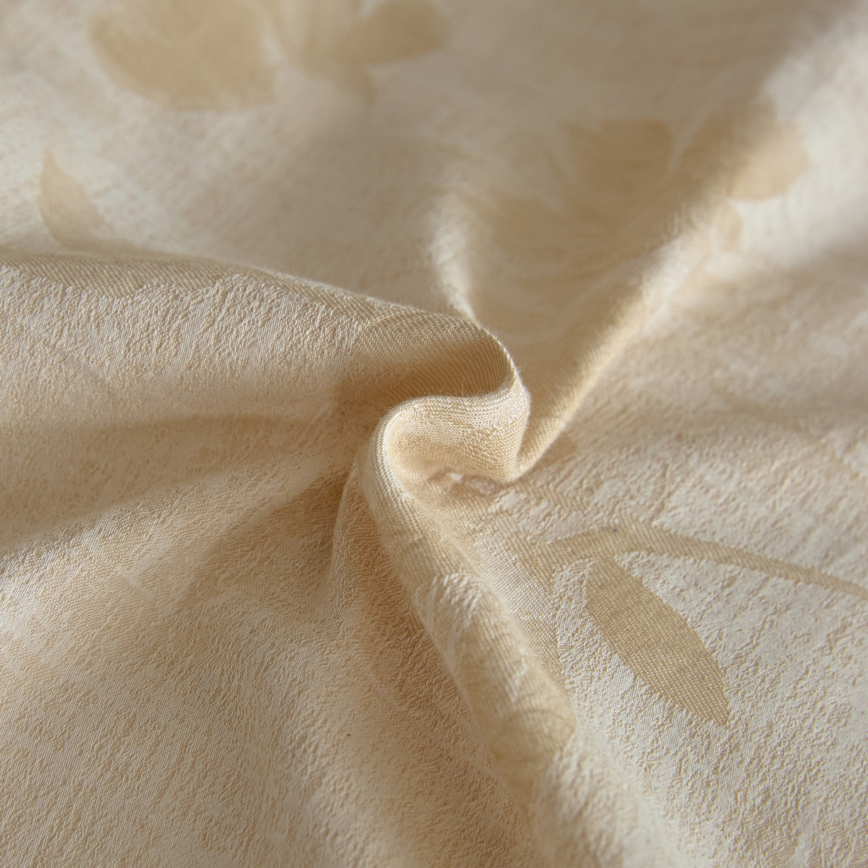 91家纺网 家纺一手货源 找家纺 如一 2026新款A类色织提花全棉双层纱水洗棉四件套 兰序咖