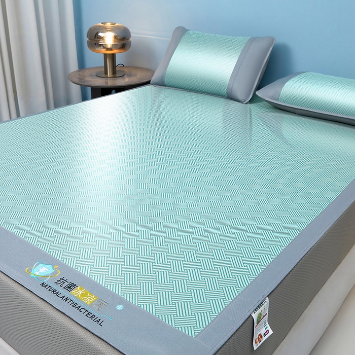 91家纺网 家纺一手货源 找家纺 航途席业 2026新款抗菌三明治冰凉席床席床笠-思绪 思绪 薄荷绿床笠款
