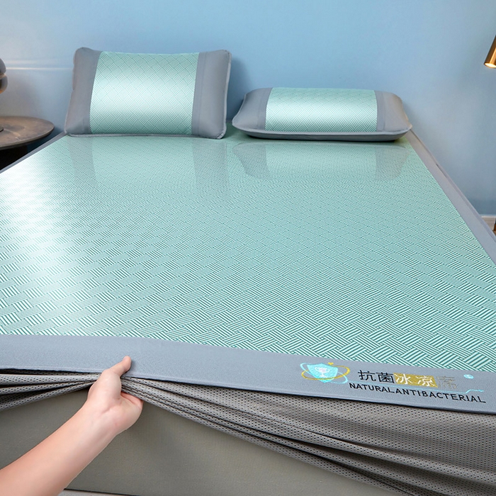 91家纺网 家纺一手货源 找家纺 航途席业 2026新款抗菌三明治冰凉席床席床笠-思绪 思绪 薄荷绿床笠款