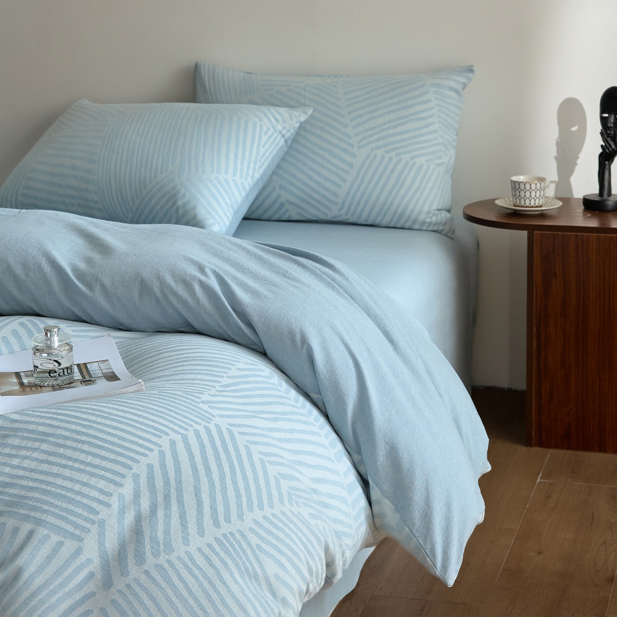 91家纺网 家纺一手货源 找家纺 （总）如一 2026新款A类色织提花全棉双层纱水洗棉四件套