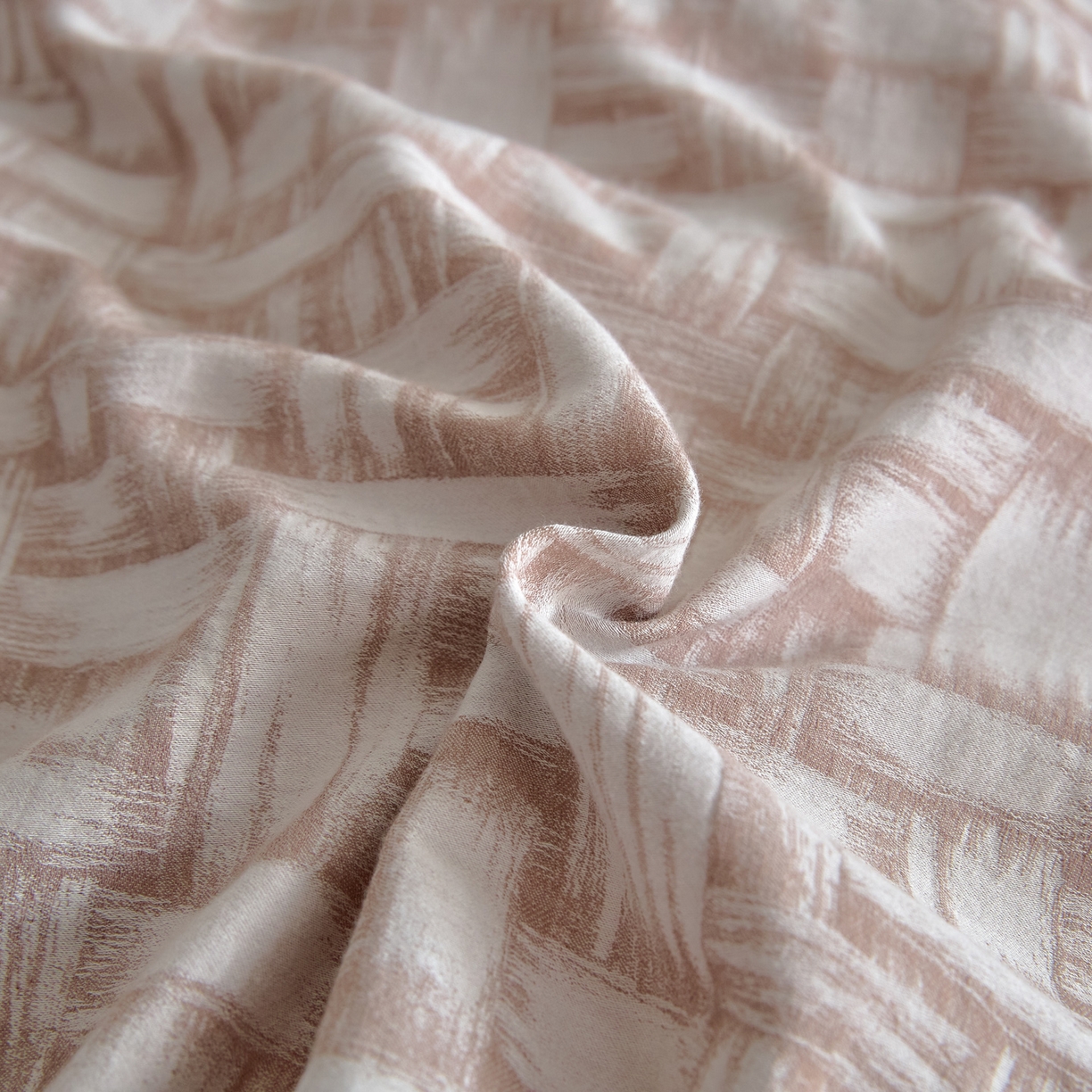 91家纺网 家纺一手货源 找家纺 如一 2026新款A类色织提花全棉双层纱水洗棉四件套 浮光咖