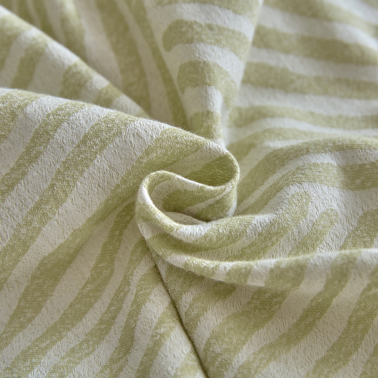 91家纺网 家纺一手货源 找家纺 如一 2026新款A类色织提花全棉双层纱水洗棉四件套 序章绿