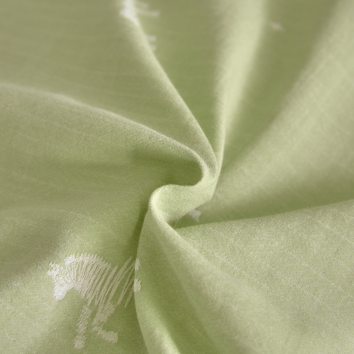 91家纺网 家纺一手货源 找家纺 如一 2026新款A类色织提花全棉双层纱水洗棉四件套 骏影绿