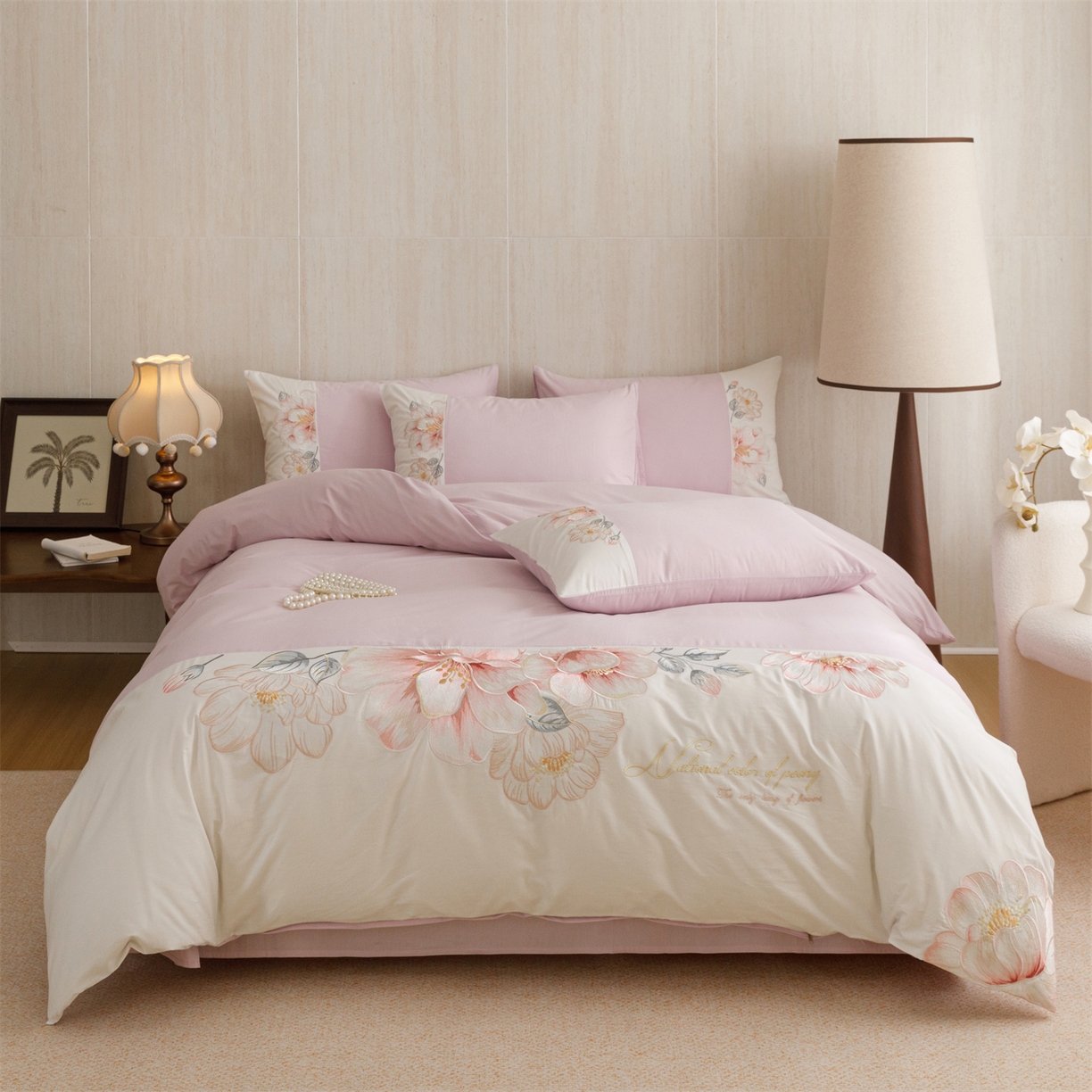 91家纺网 家纺一手货源 找家纺 优贝家纺 2026直播热款纯棉全棉100%刺绣四件套百分百 欧洛拉-紫