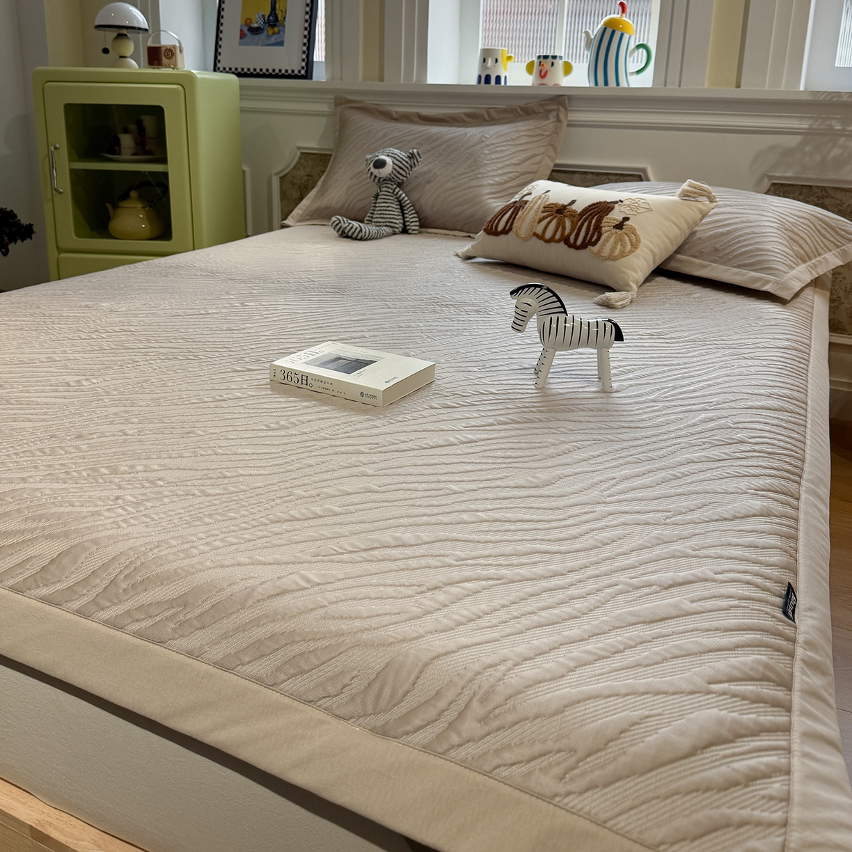 91家纺网 家纺一手货源 找家纺 GUJARY古家丽 2026新款A类云柔凉感豆豆席五花席 简斑香槟