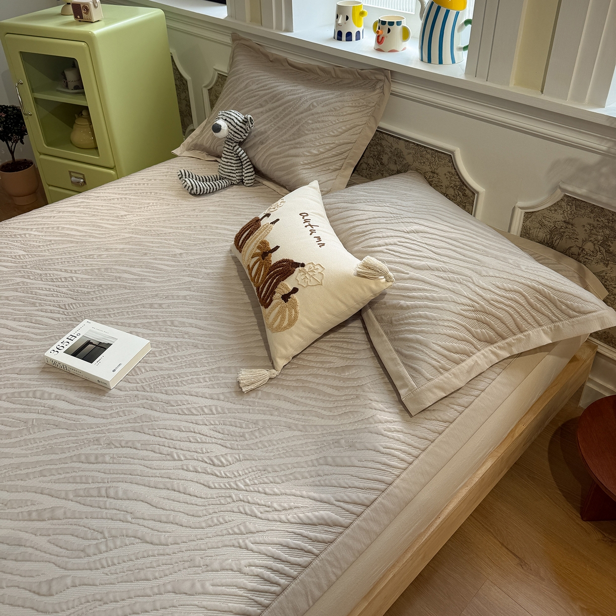 91家纺网 家纺一手货源 找家纺 GUJARY古家丽 2026新款A类云柔凉感豆豆席五花席 简斑香槟