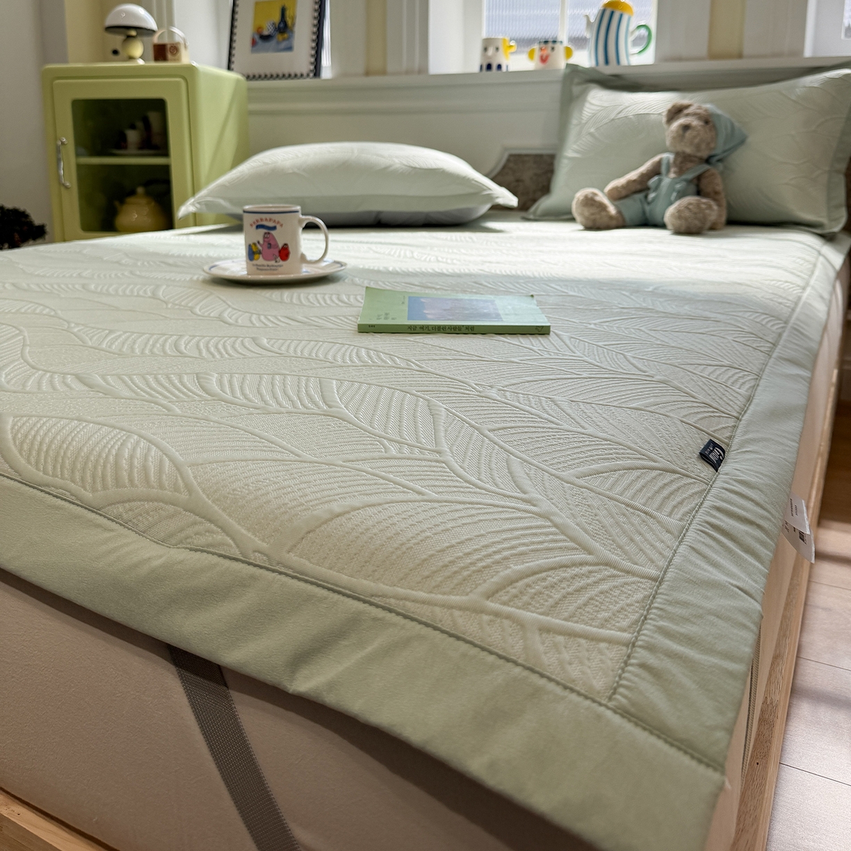 91家纺网 家纺一手货源 找家纺 GUJARY古家丽 2026新款A类云柔凉感豆豆席五花席 绿意叶绿