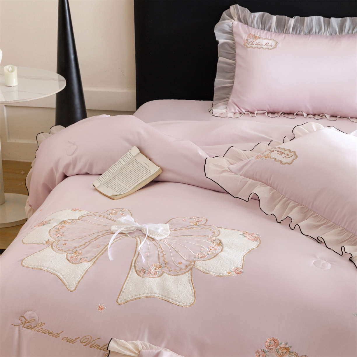 91家纺网 家纺一手货源 找家纺 绒棉世家 2026新款夏被韩版夏被四件套刺绣款直播热款 花仙子-紫