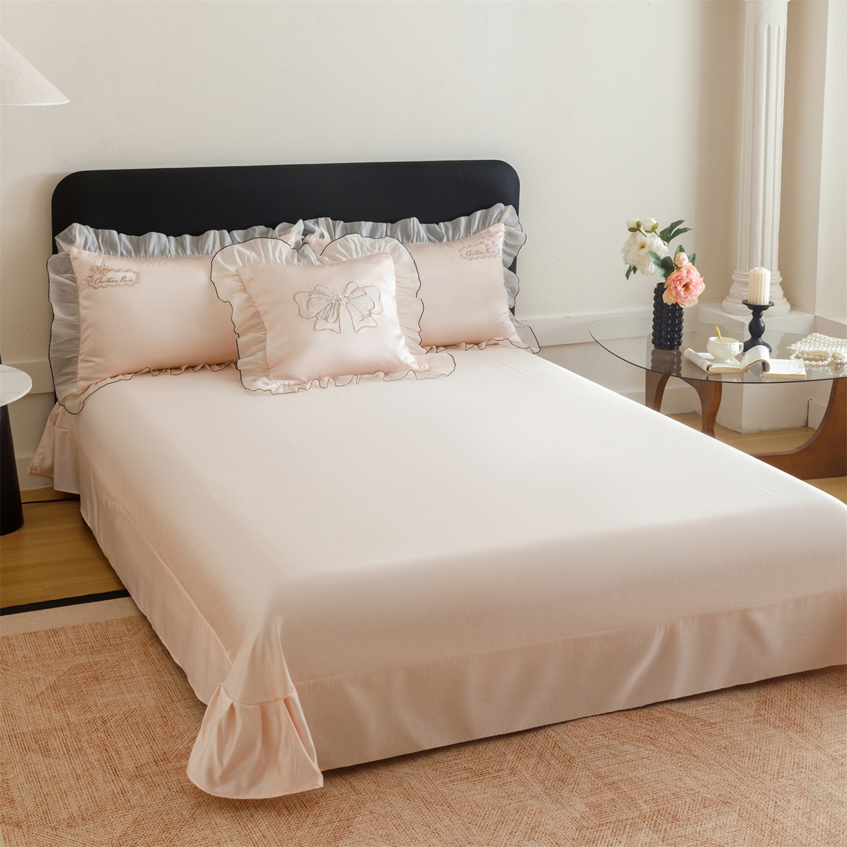 91家纺网 家纺一手货源 找家纺 绒棉世家 2026新款夏被韩版夏被四件套刺绣款直播热款 花仙子-粉