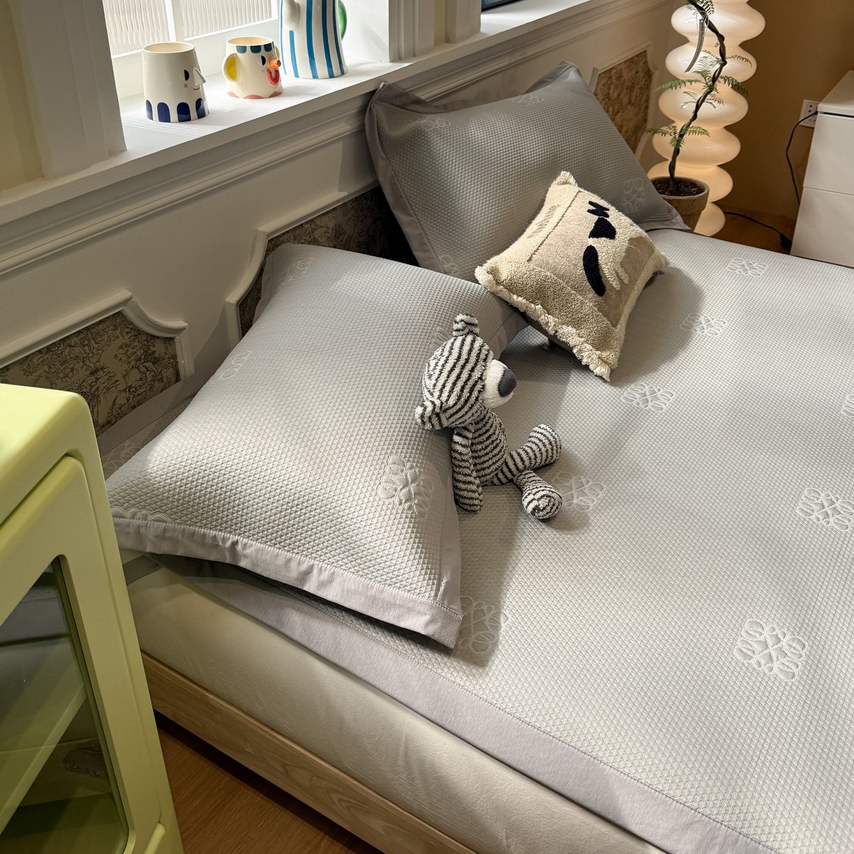 91家纺网 家纺一手货源 找家纺 GUJARY古家丽 2026新款A类云柔凉感豆豆席五花席 罗意威灰