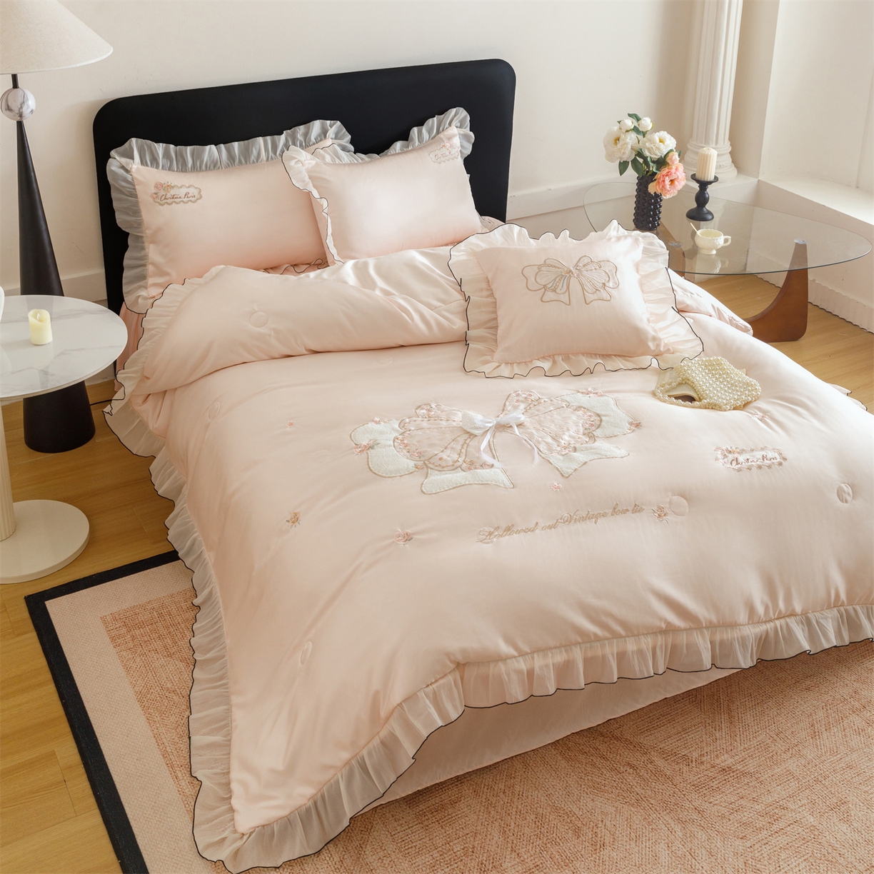 绒棉世家 2026新款夏被韩版夏被四件套刺绣款直播热款 花仙子-粉