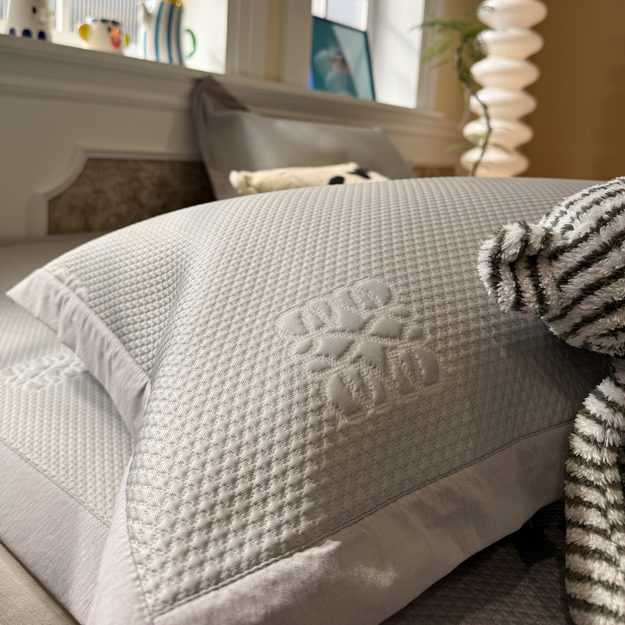 91家纺网 家纺一手货源 找家纺 GUJARY古家丽 2026新款A类云柔凉感豆豆席五花席 罗意威灰