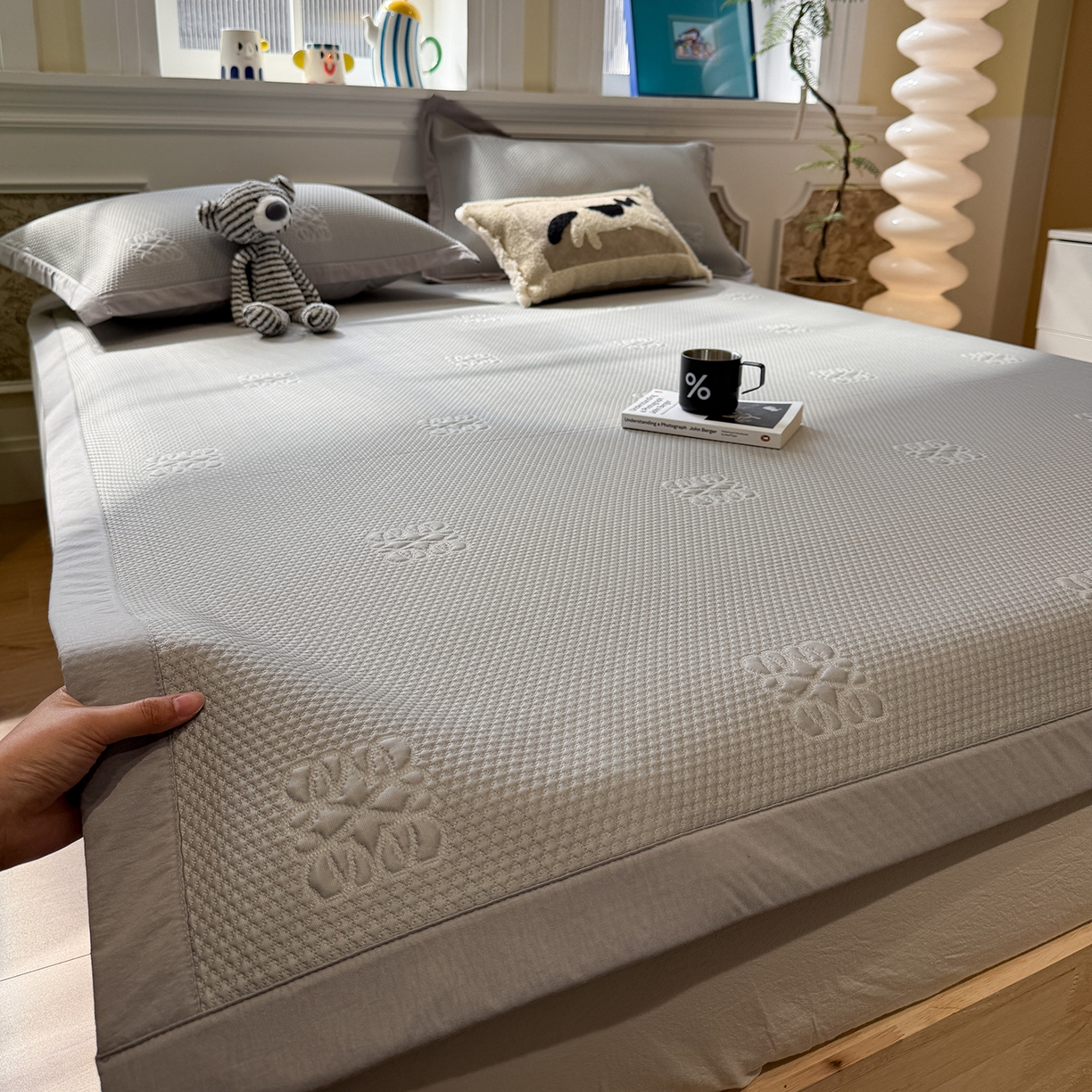 91家纺网 家纺一手货源 找家纺 GUJARY古家丽 2026新款A类云柔凉感豆豆席五花席 罗意威灰