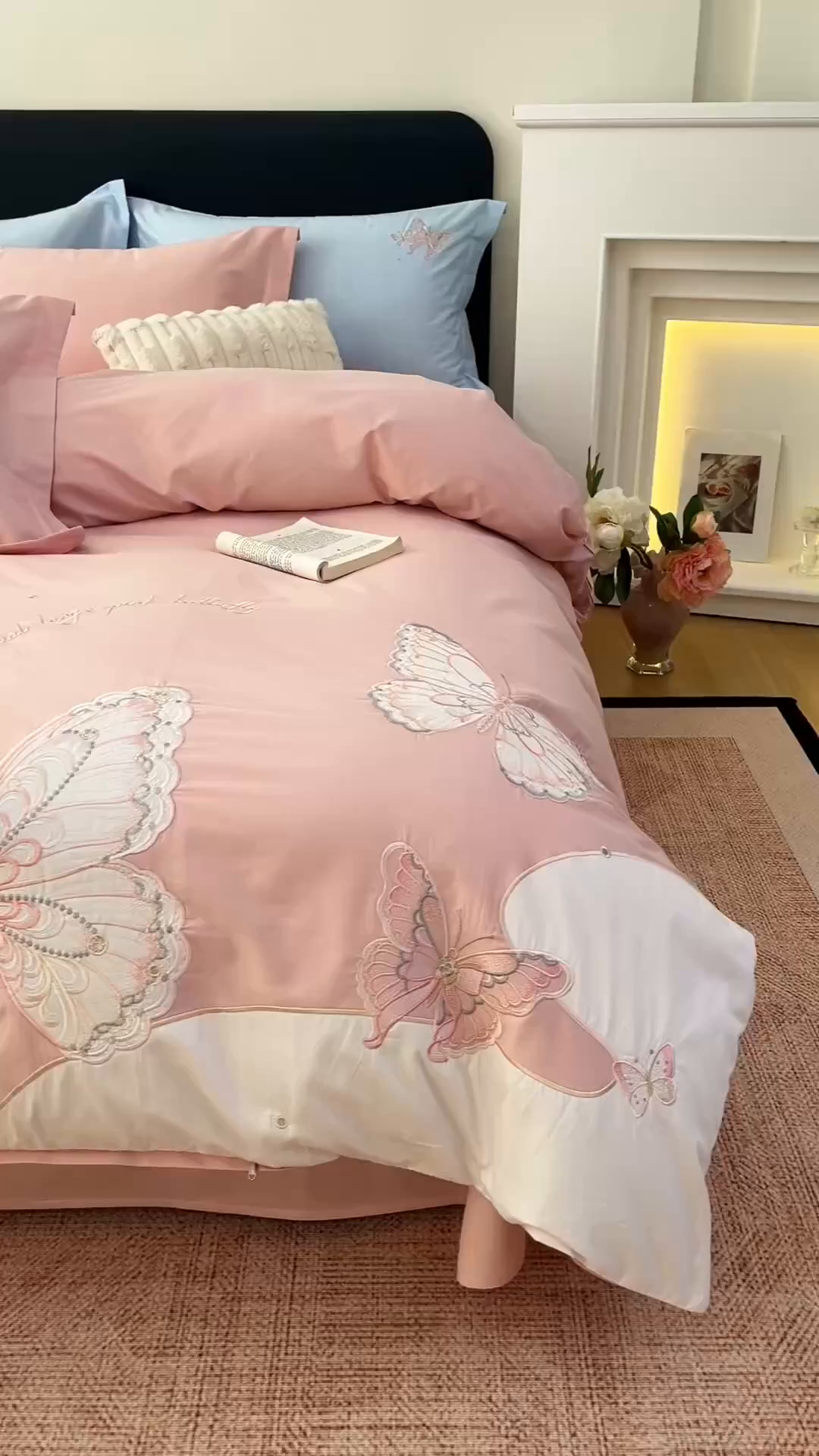 91家纺网 家纺一手货源 找家纺 绒棉世家 2026新款夏被韩版夏被四件套刺绣款直播热款 花仙子-粉