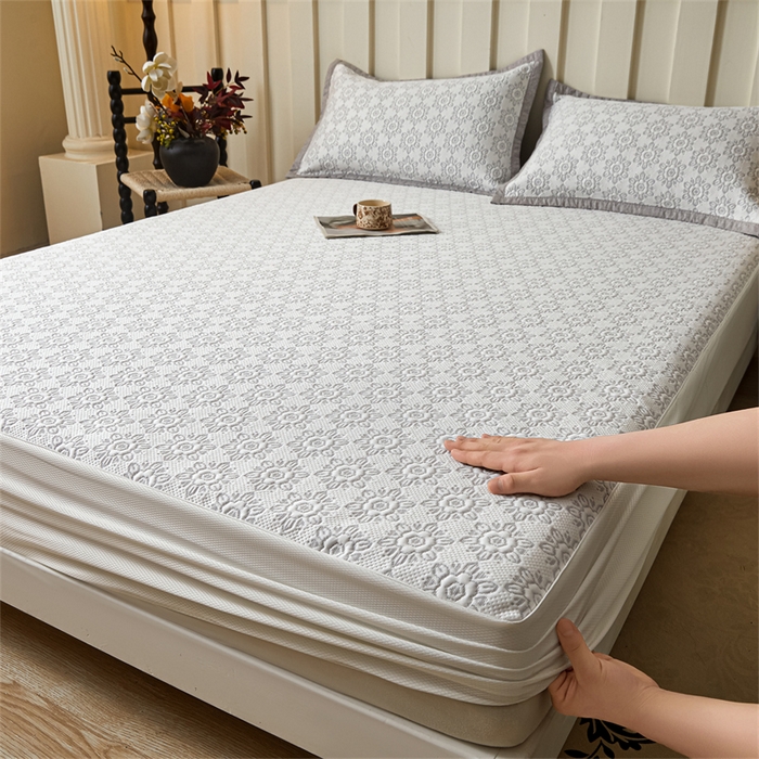 91家纺网 家纺一手货源 找家纺 （总）慕木家纺 2026新款高端三明治硅胶复合PE100%乙纶提花冰豆豆凉席空调席韩版INS系列（提供买家秀）