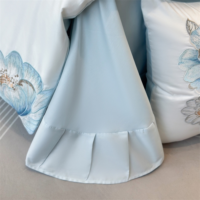 91家纺网 家纺一手货源 找家纺 绒棉世家 2026直播热款纯棉全棉100%刺绣四件套百分百 欧若拉-蓝