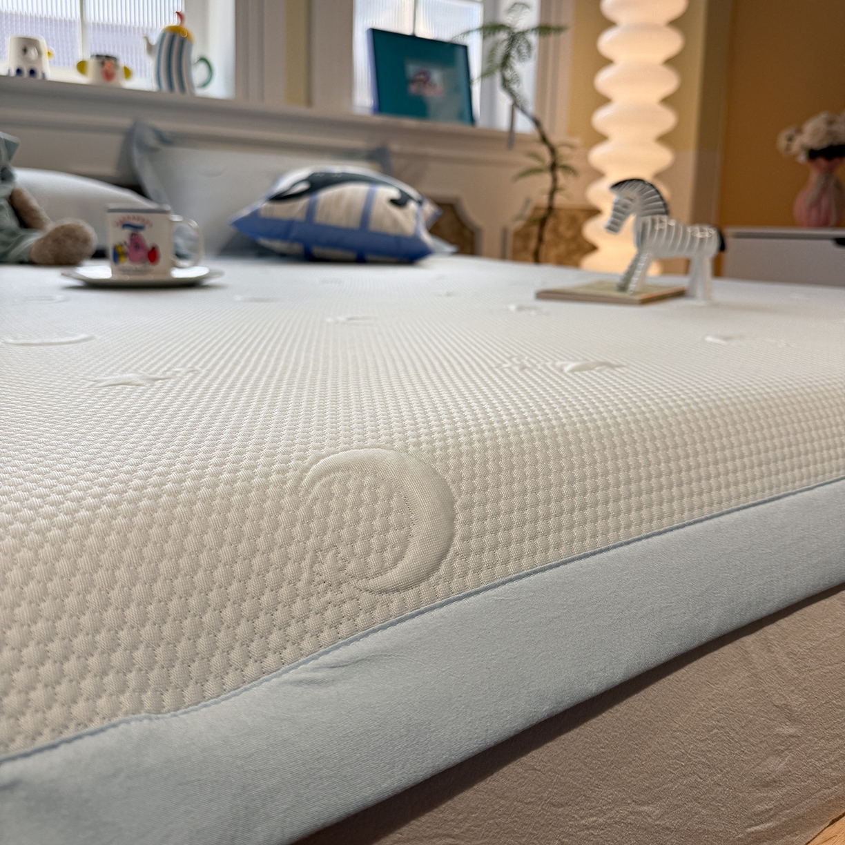 91家纺网 家纺一手货源 找家纺 GUJARY古家丽 2026新款A类云柔凉感豆豆席五花席 星月蓝