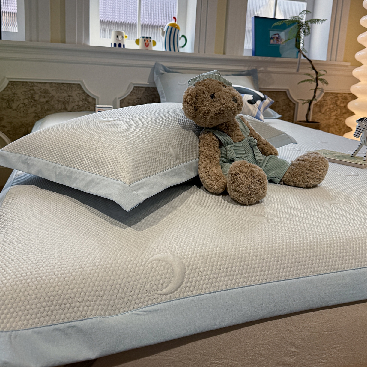 91家纺网 家纺一手货源 找家纺 GUJARY古家丽 2026新款A类云柔凉感豆豆席五花席 星月蓝